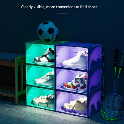 Transparent Luminous Shoe Box with LED Box Organizer