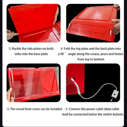 Transparent Luminous Shoe Box with LED Box Organizer