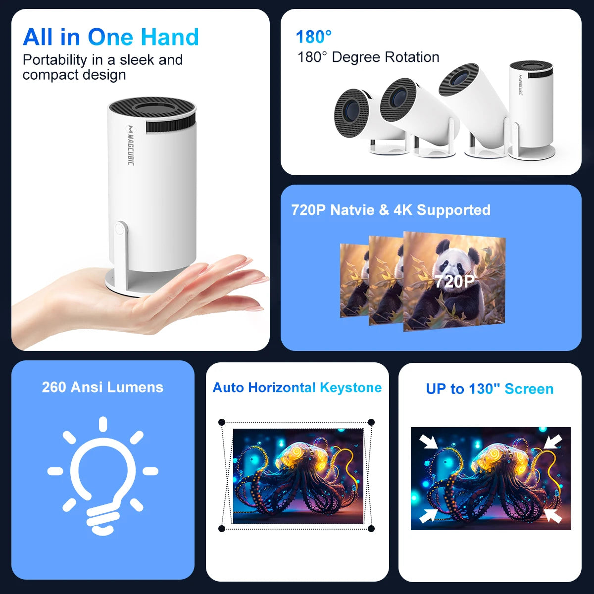 Projector Android 11 4K Portable Projetor 