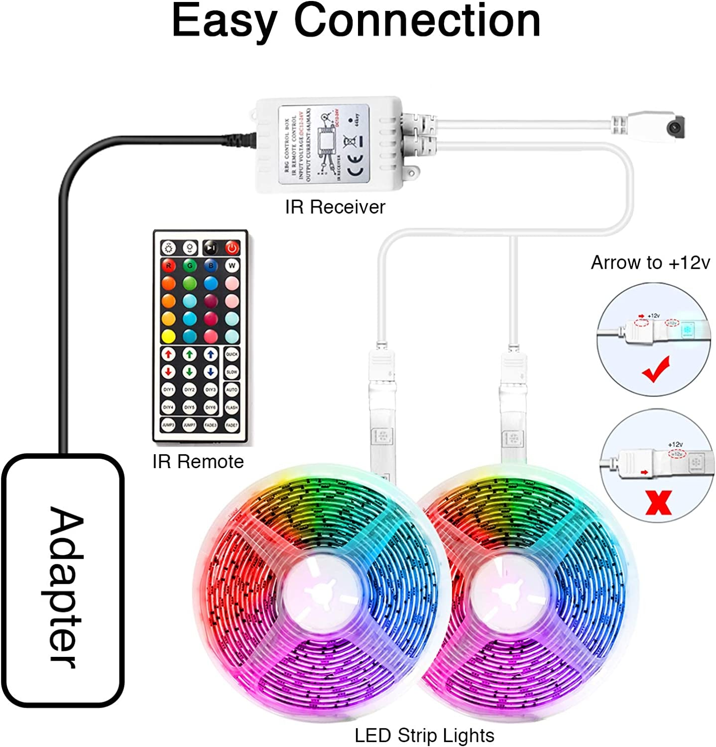 LED Strip Lights 65.6 FT, Led Lights for Bedroom,Color Changing with 44 Keys Remote for Room