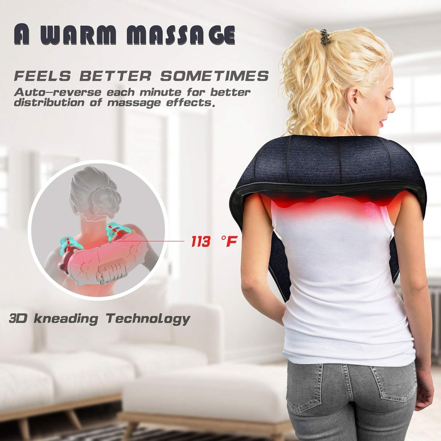 Neck Massager, Back Massager with Heat for Neck Pain Back Pain Relief