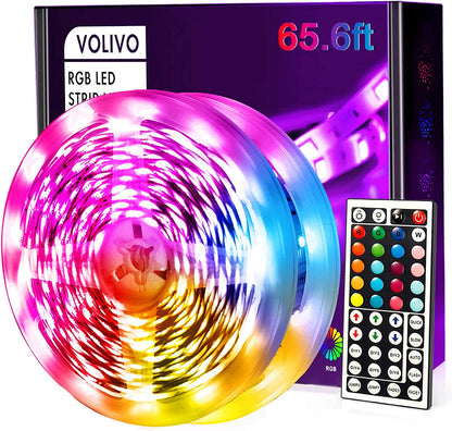 LED Strip Lights 65.6 FT, Led Lights for Bedroom,Color Changing with 44 Keys Remote for Room