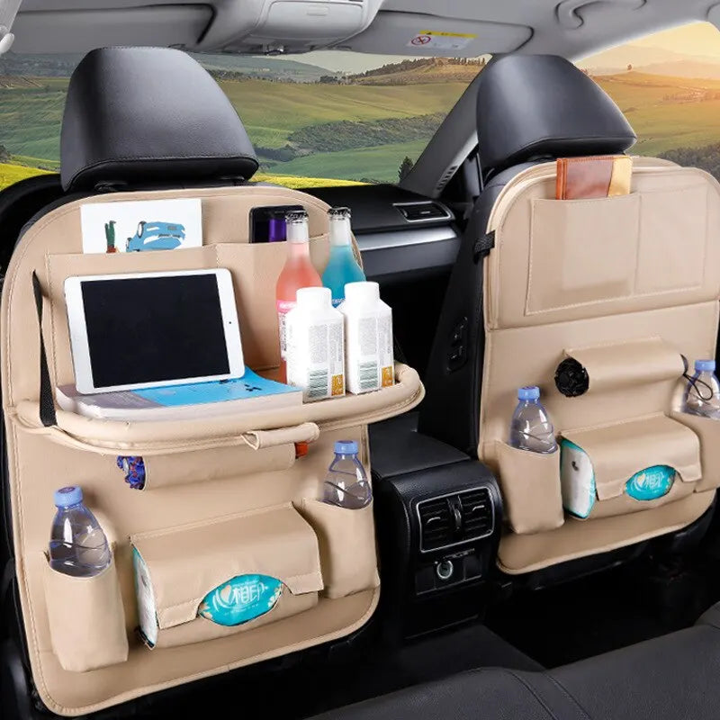 Car Seat Back Organizer with Foldable Table Tray