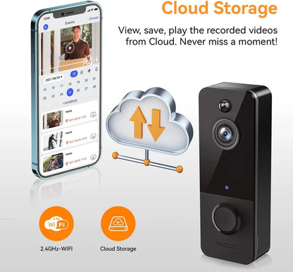 Wireless Doorbell Camera with Chime, Smart Video Doorbell Security Camera